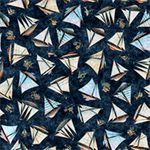 Quilting Treasures - Nauticus - Ships Toss, Dark Navy