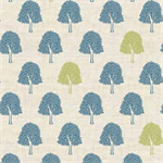 Makower - Heartwood - Blue & Green Trees, Cream
