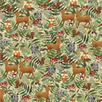 P & B Textiles - Fablewood - Woodland Creature Packed Allover, Neutral