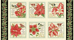 Henry Glass - Holiday Botanical - Large Blocks 24^ Panel, Multi
