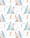 Wilmington Prints - Underwater Whimsy - Seahorses, White