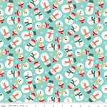 Riley Blake - The North Pole Flannel - Snowmen, Aqua