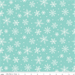 Riley Blake - The North Pole Flannel - White Snowflakes, Aqua