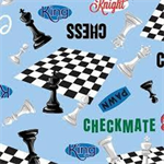 Benartex Kanvas Studio - Let's Play - Playing Chess, Blue