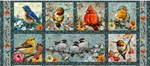 Quilting Treasures - Joyful Garden - 18^ Bird Picture Patches Panel, Multi