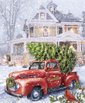 Riley Blake - Christmas Time is Here - 36^ Red Truck Panel, Multi
