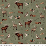 Riley Blake - Whispering Pines - Animal Toss, Green