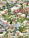 Timeless Treasures - Spring Meadow - Lambs, Multi