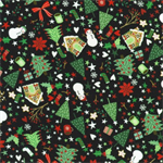 Robert Kaufman - Tiny Tidings - Mini Holiday Motifs, Black