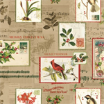 Clothworks - Holiday Nostalgia - Postcards, Light Caramel