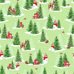 Quilting Treasures - Gnome For The Holiday - Pine Trees, Light Green