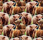 David Textiles - Foust Exclusives - Realistic Highland Cows, Multi
