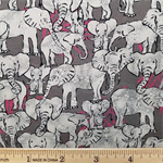 Blank Quilting - Wild Wild - Elephants & Leaves, Gray