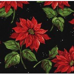 Michael Miller - Happy Holly-Days - Poinsettia in the Snow, Black
