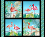 Blank Quilting - Flock Star - 36^ Flamingo Pillow Panel, Aqua