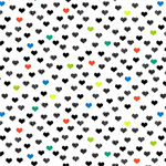 Studio E - Black & White w/Touch of Bright - Small Hearts, Multi/White