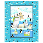 Susybee - Burr The Polar Bear - 36^ Quilt Panel, Turquoise