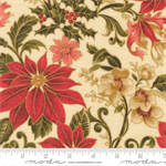 Moda - Merry Manor Metallic - Poinsettia Large Floral, Cream