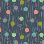 Quilting Treasures - Curious Kittycats - Yarn String Stripe, Dark Blue