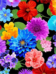 Timeless Treasures - Garden Bouquet - Vibrant Flowers, Multi