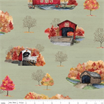 Riley Blake - Covered Bridges in Fall - Main Print, Sage