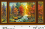 P & B Textiles - Autumn Retreat - 24^ Cabin by the Stream Panel, Orange