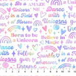 Northcott - Sparkle Magic - Words, White/Multi