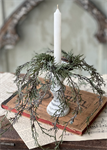 Candle Ring - Weeping Cedar 9^, Snow