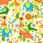 Oasis - Fun Flannel - Zoo Animals, Yellow