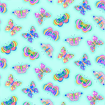 A.E. Nathan - Comfy Flannel Prints - Multi-Colored Butterflies, Aqua