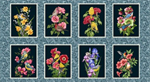Henry Glass - Garden Symphony - 24^ Blocks Panel, Teal