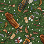 Timeless Treasures - Sports - Golfing Equipment, Green