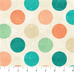 Northcott - Spot On - Teals/Peach Spots, Cream