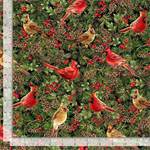 Timeless Treasures - Holiday - Cardinals, Metallic
