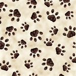 Quilting Treasures - Literary Kitties - Paw Print, Cream