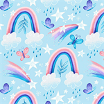 Blank Quilting - Sparkle Like A Unicorn - Rainbows, Blue