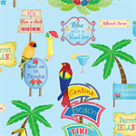 Benartex Kanvas Studio - Island Time - Tropical Vibes, Light Blue