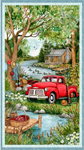 Wilmington Prints - Down By The Lake - 24^ Red Truck Panel, Multi