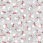 Henry Glass - Winter Rendezvous Flannel - Tossed Snowmen, Light Gray