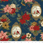 Riley Blake - Christmas Greetings - Festive Floral Arrangement, Navy