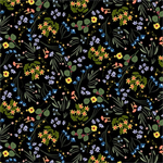 Blank Quilting - Forest Critters - Wildflowers, Black