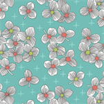 Quilting Treasures - Lexi - Spaced Florals, Aqua