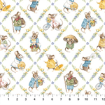 Northcott - Country Mouse - Diamond Grid, White