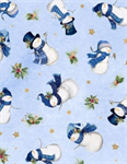 Wilmington Prints - Let it Snow-Man! - Snowmen Toss, Light Blue