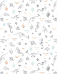 Wilmington Prints - Underwater Whimsy - Sealife Toss, White