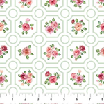 Northcott - Blush - Floral Grid, White