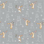 Clothworks - Guess How Much I Love You 2026 Flannel - Bunnies, Light Gray
