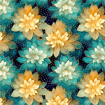 Quilting Treasures - Swan Song - Lotus Flowers, Dark Turquoise