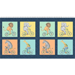 Clothworks - Bike Ride - 24^ Block Panel, Multi
