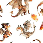 Quilting Treasures - Dragon Dreams - Dragons, White